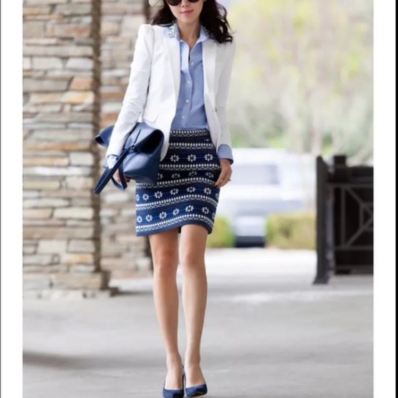 J. Crew Floral Jacquard Mini Skirt Navy - Picture 3 of 9